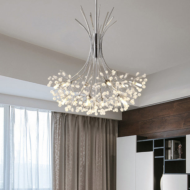 Lampada il lampadario in perline di cristallo trasparente con design bouquet moderno 13/19 luci nere/cromo lampada sospesa