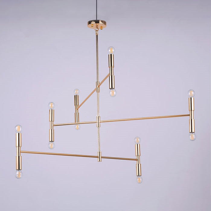 Kale bol kroonluchter lamp midden-eeuws metalen 12 lichten zwart/gouden hanglamp met horizontale staaf