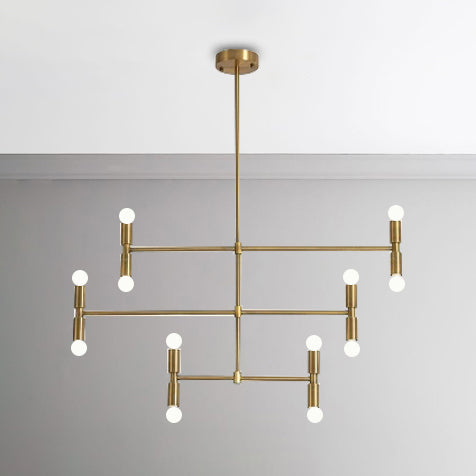 Kale bol kroonluchter lamp midden-eeuws metalen 12 lichten zwart/gouden hanglamp met horizontale staaf