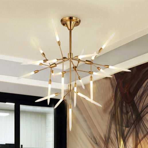 Accrilico Spur Lampadario illuminazione moderna elegante 5/25 luci per finitura in oro lampada a soffitto per soggiorno