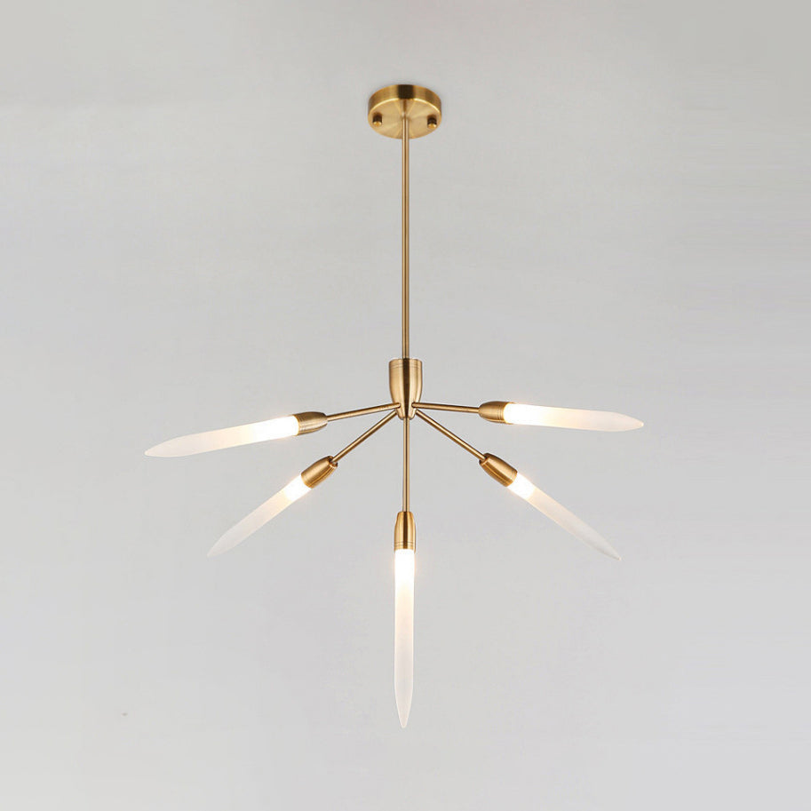 Accrilico Spur Lampadario illuminazione moderna elegante 5/25 luci per finitura in oro lampada a soffitto per soggiorno
