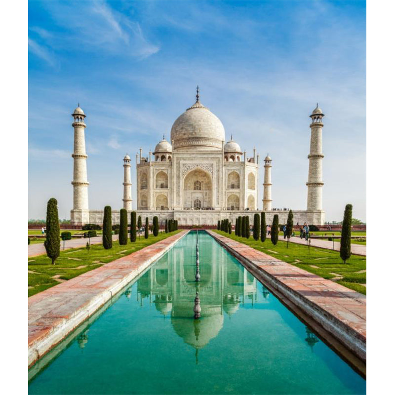 Photography Taj Mahal Wall Murals Custom Size Wall Covering for Living Room, Blue-Green