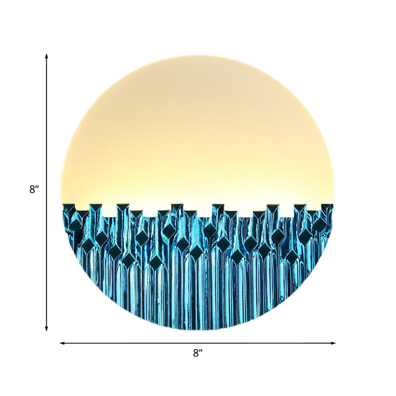Lampada a parete del corridoio a LED in stile cinese Blu/argento Metallico Murale Murale Light con tonalità acrilica rotonda