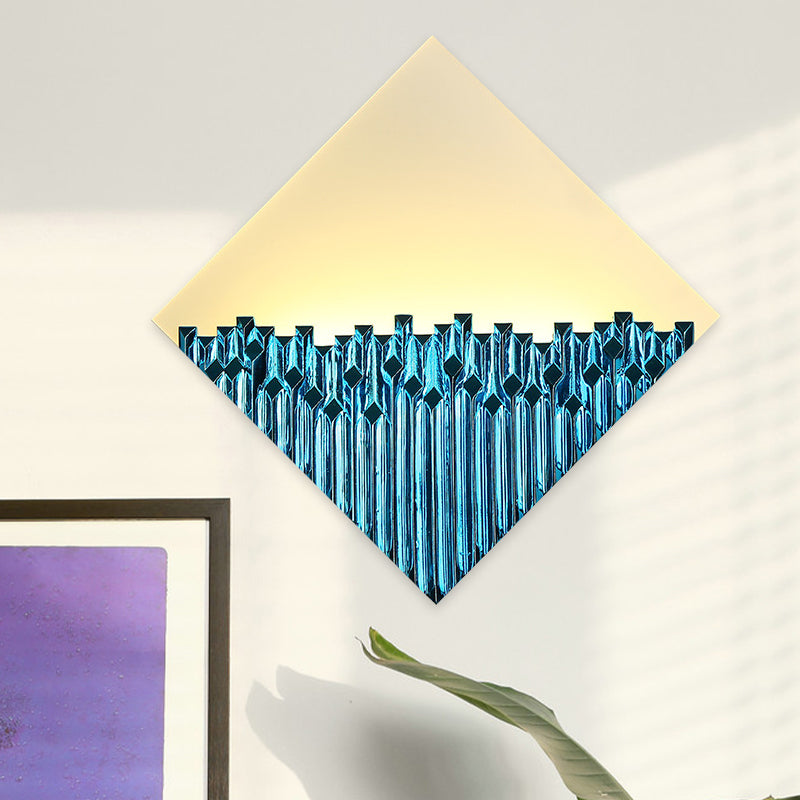 Asien -LED -Wandmontage Leuchte Acrylgold/Blau Harlekin -Form metallische Oberflächenwandwandlampe