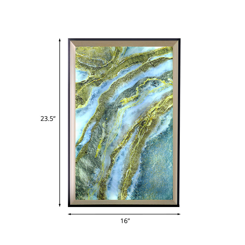 Rectangle Frame Acrylic Mountain Wall Lamp LED Blue and Green Wall Mural Light for Hallway
