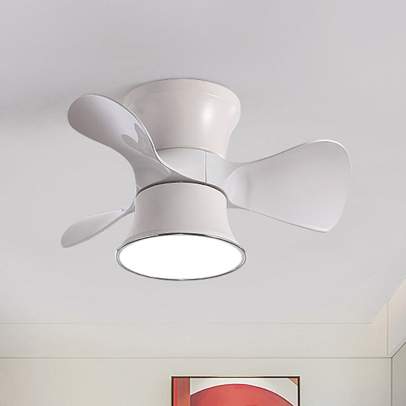 23,5 "W ausgestellte Metall Semi Flush Mount Minimalistische Weiß/Kaffee -LED -Deckenventilator mit 3 Klingen
