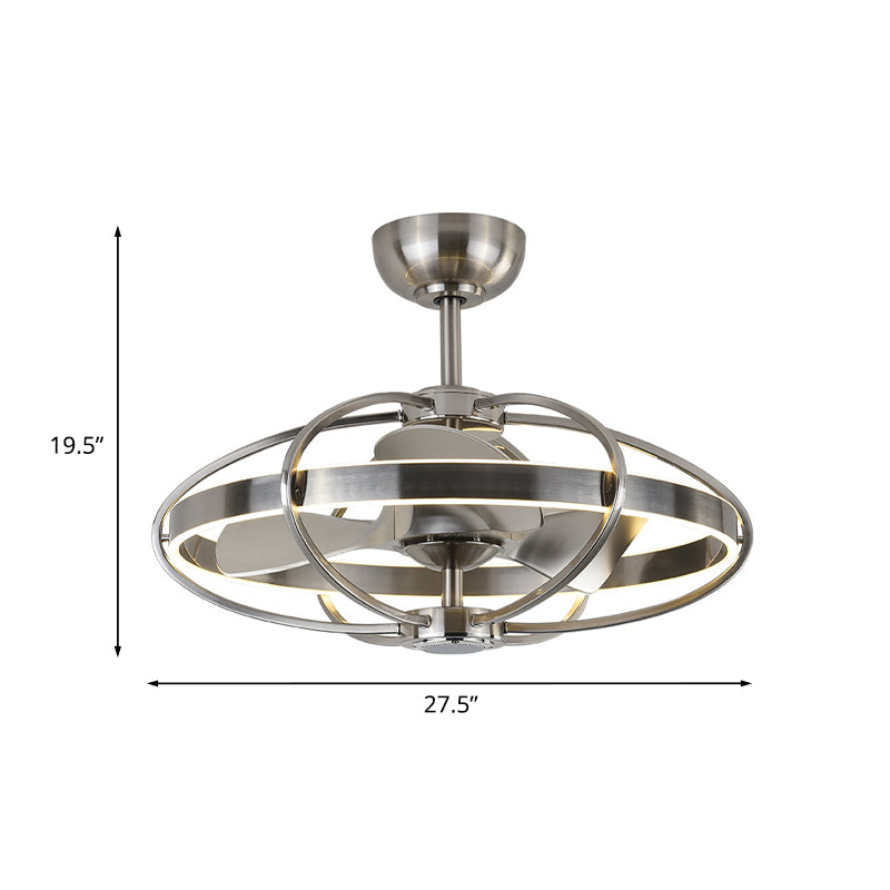 Käfig Flush Mount Lüfter Licht moderner Metall 3 Blades Nickel Finish LED Semi Flush Deckenleuchte, 27,5 "Breite
