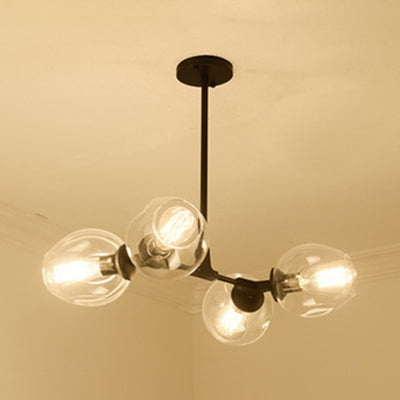 Blase Schatten Kronleuchter Leuchte zeitgenössische klare Glas 2/4 Lichter Schwarz/goldener Deckenleuchte