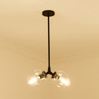 Blase Schatten Kronleuchter Leuchte zeitgenössische klare Glas 2/4 Lichter Schwarz/goldener Deckenleuchte