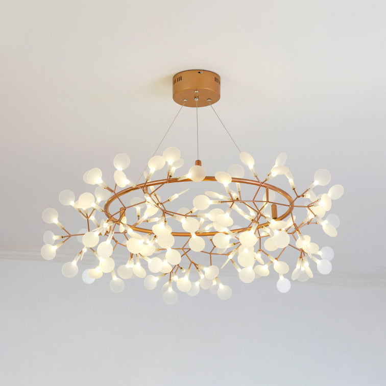 Lampada del lampadario di ramo con foglia deco moderna acrilica e metallo 81/108 luci in oro lampada sospesa
