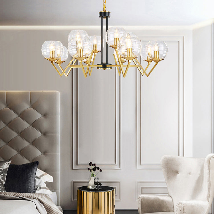 Kaarsen woonkamer kroonluchter met ovale schaduw goud modern elegant hanglamp in gouden afwerking