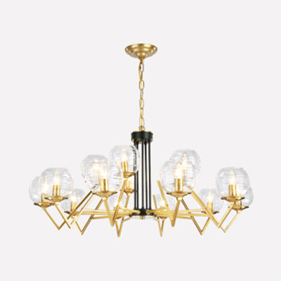 Kaarsen woonkamer kroonluchter met ovale schaduw goud modern elegant hanglamp in gouden afwerking