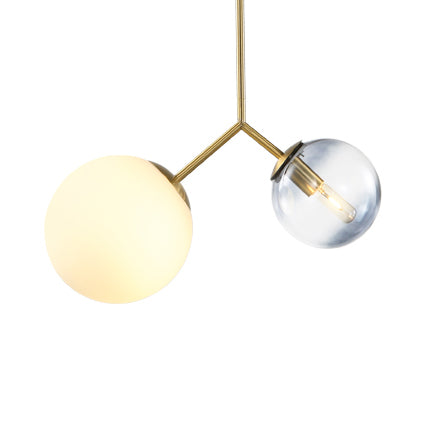 Lampada a ciondolo sfera di vetro sfera 2 luci lampadario contemporaneo in oro per bagno camera da letto