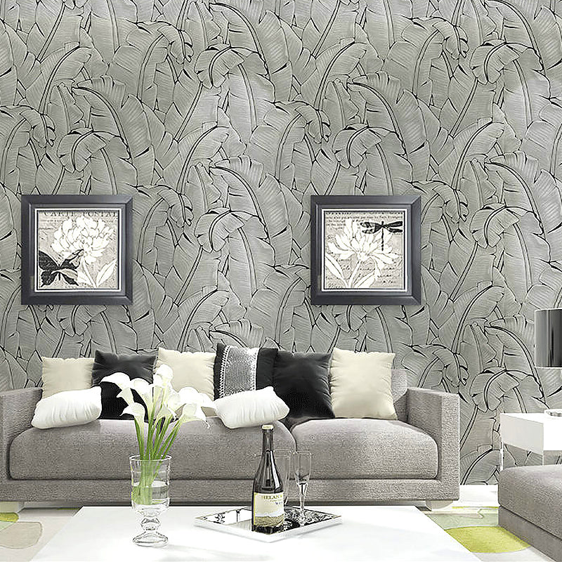 3D Pastel Color Flock Wall Art Textured Banana Leaf Non-Pasted Wallpaper Roll, 33' L x 20.5" W