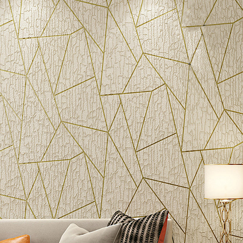 Flock Wallpaper Triangle Pattern Teenage Bedroom Non-Pasted Wall Covering, 54.2-sq ft