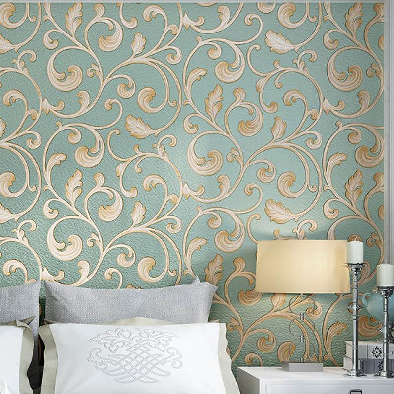 Plants Light-Color Wallpaper Swirl Flower Unpasted Wall Covering for Living Room Deco
