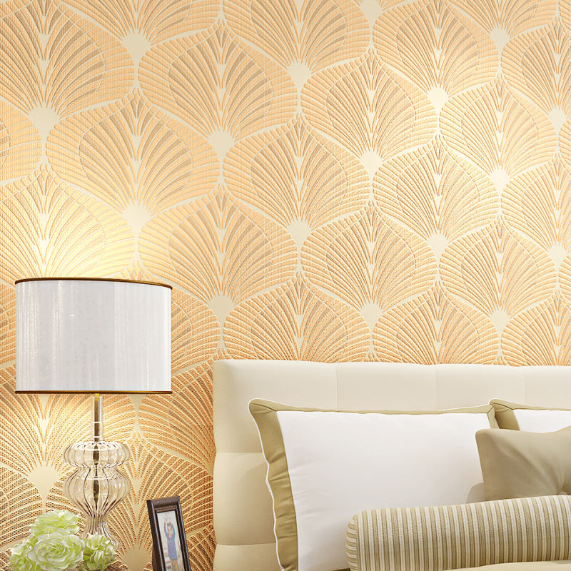 Plant Soft Color Wall Covering Foliage Non-Pasted Wallpaper Roll with Bedroom Decoration