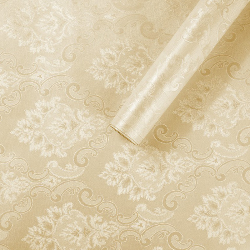 Adhesive Wallpaper Roll Medallion Light-Color Retro Style Plaster Wall Art, Removable