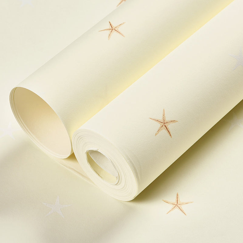 Star Boy Girl Wallpaper Roll Children's Bedroom Non-Woven Texture Wall Decor in Soft Color