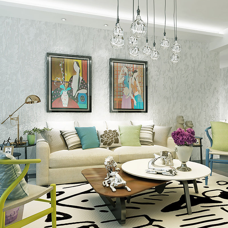 Semi-Gloss Vinyl Wallpaper Minimalistic Unpasted Solid Wall Covering in Soft Color