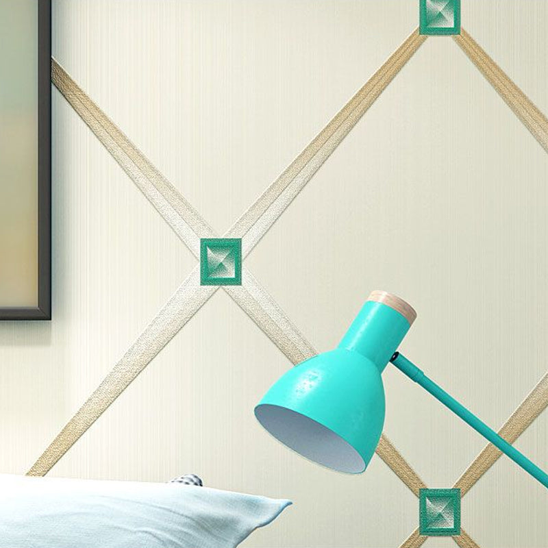 Diamond Patterned Wallpaper Roll Light-Color Modern Style Wall Art for Home Decor