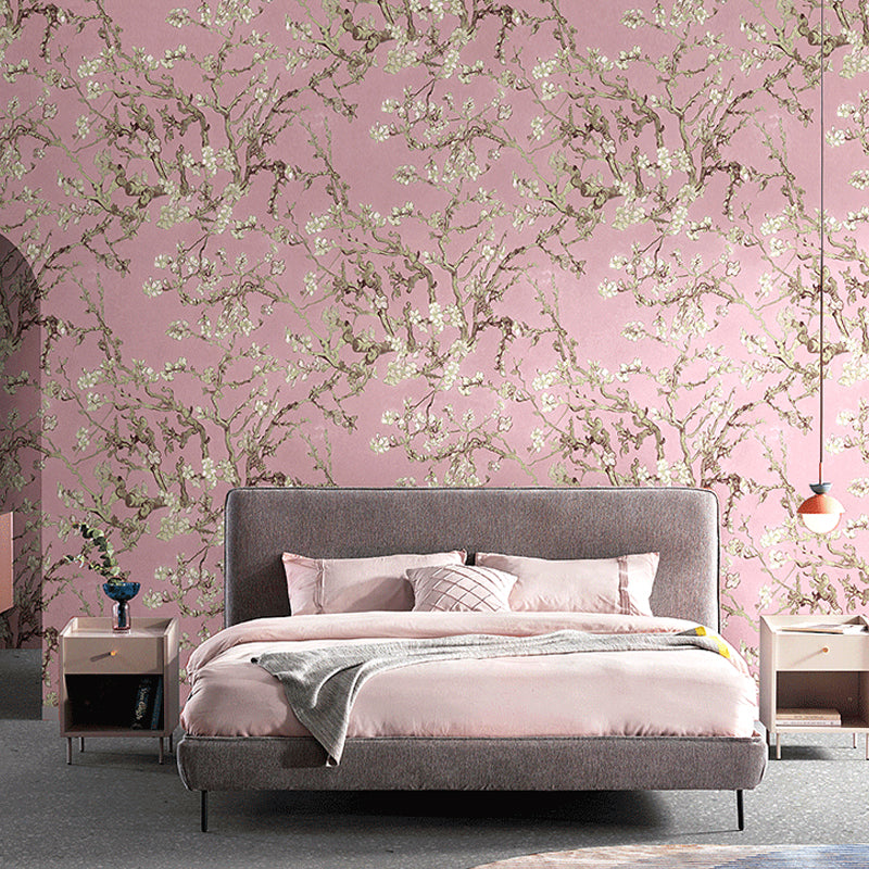 Rustic Apricot Blossom Wallpaper for Bedroom 57.1-sq ft Wall Art in Bright Color