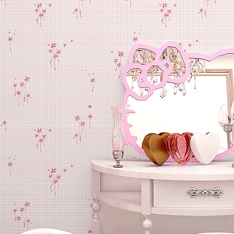 Country Girl's Wallpaper Roll Wildflower Pastel Color Wall Covering for Decoration