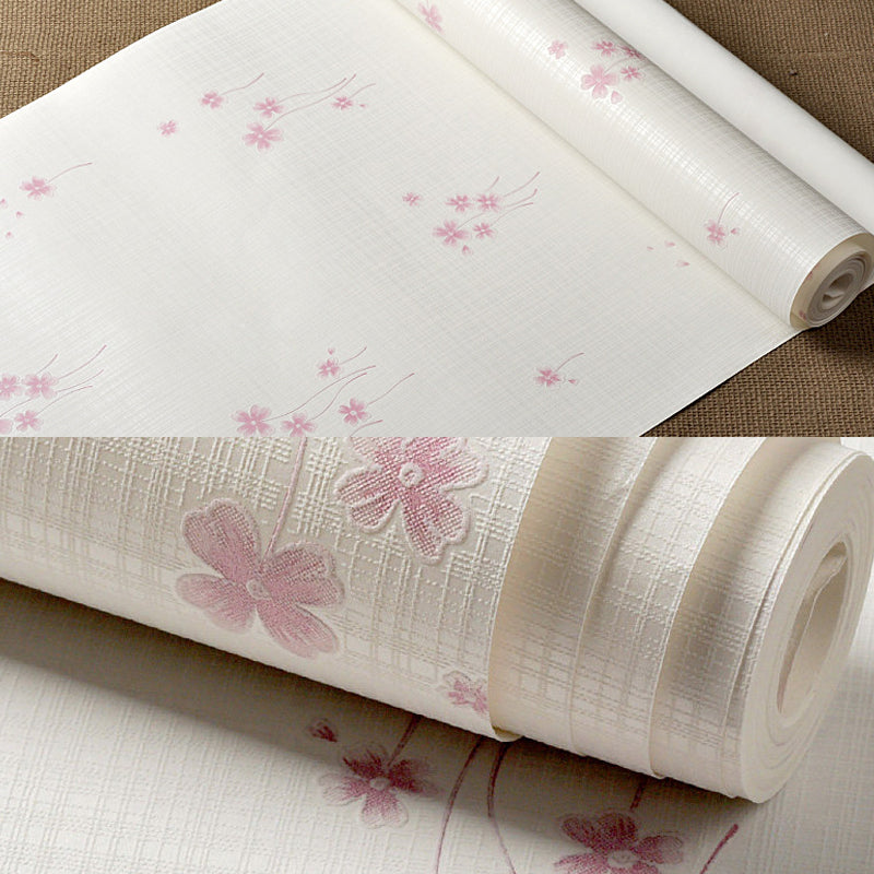 Country Girl's Wallpaper Roll Wildflower Pastel Color Wall Covering for Decoration