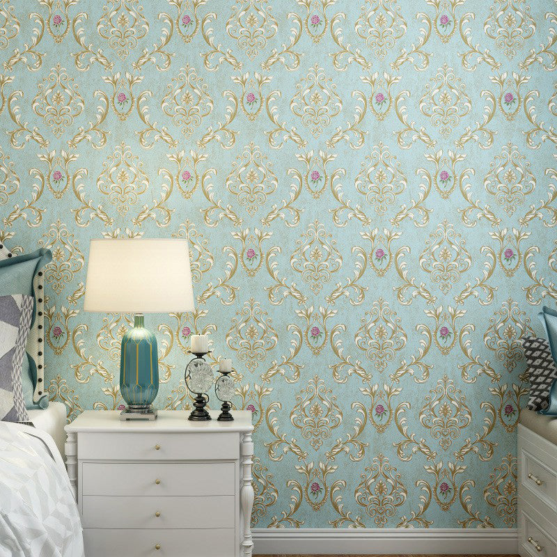Vintage Damask Wallpaper Roll Soft Color Flower Wall Art for Bedroom Decoration, 57.1-sq ft