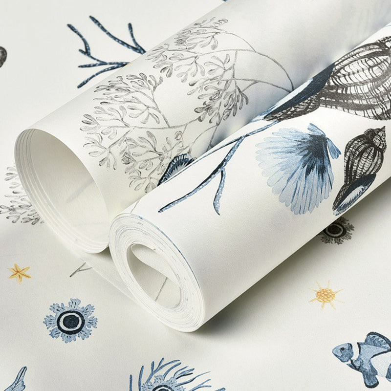 Sea Life Nautical Wallpaper Novelty Non-Woven Material Wall Decor in Pastel Color