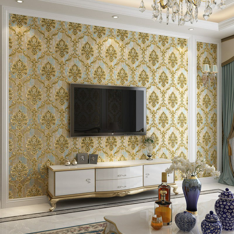 Rouleau de papier peint médaillon européen, revêtement mural lavable de couleur Pastel pour la décoration de la maison