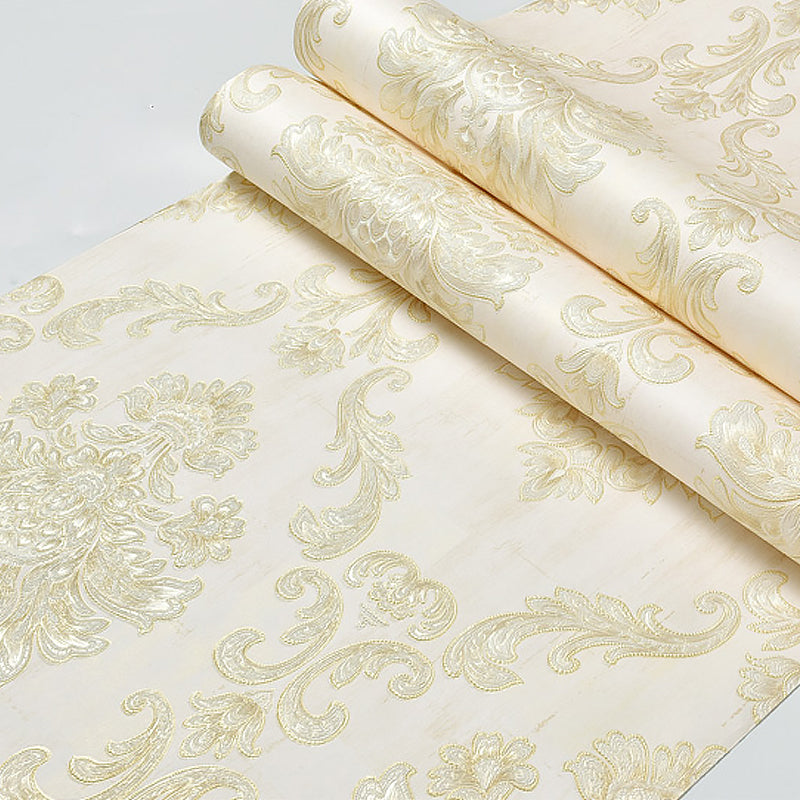 European Medallion Wallpaper Roll Pastel Color Washable Wall Covering for Home Decor