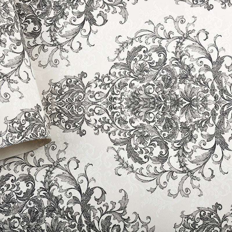 Antike Damast-Tapete für Schlafzimmerdekoration, 33 Fuß L x 20,5 Zoll B, Wandkunst in Pastellfarben