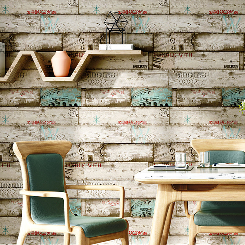 Rust Shiplap and Script Wallpaper for Bedroom 57.1-sq ft Wall Decoration in Light Color