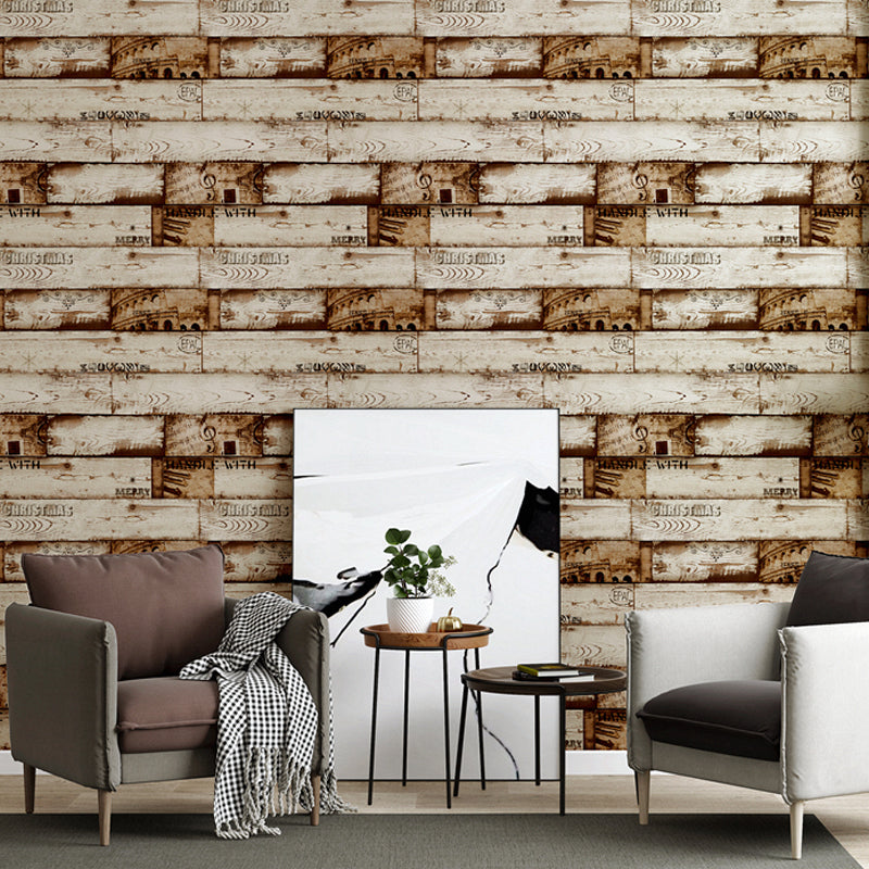 Rust Shiplap and Script Wallpaper for Bedroom 57.1-sq ft Wall Decoration in Light Color