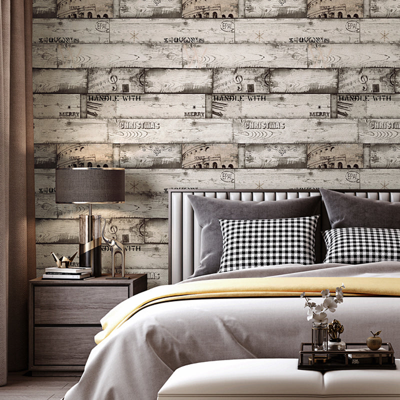 Rust Shiplap and Script Wallpaper for Bedroom 57.1-sq ft Wall Decoration in Light Color