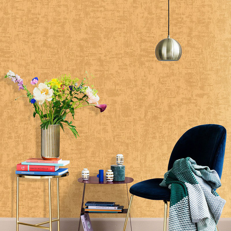 Gold Solid Wallpaper Roll Minimalist Moisture Resistant Wall Decor for Dining Room