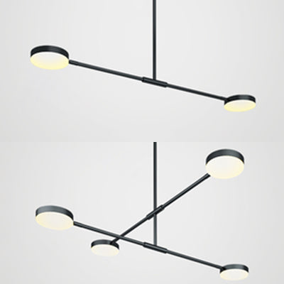 Semplice lampadario lineare elegante con tonalità tamburo acrilico 2/4 luci a LED Luce sospesa per soggiorno per soggiorno
