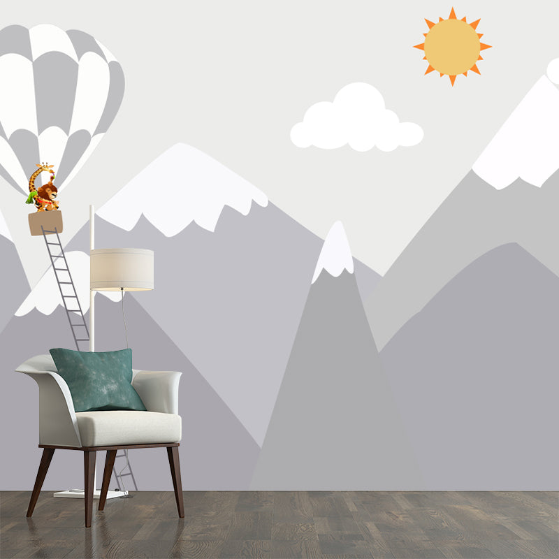 Hot Air Balloon Trip Murals Cartoon Moisture Resistant Kids Room Wall Art, Customized Size