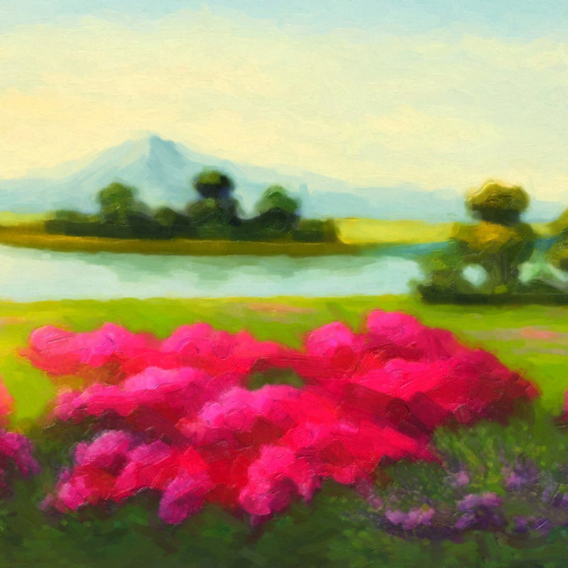 Modern Spring Blossom Wall Mural Pink-Green Living Room Wall Decoration, Made to Measure