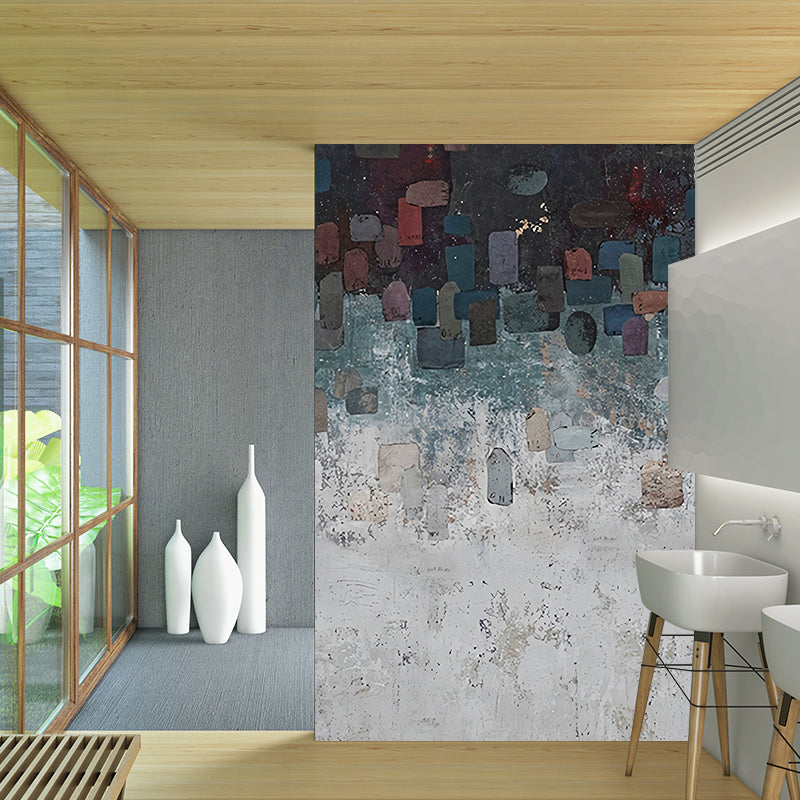 Whole Brush Stroke Wallpaper Mural Grey and Green Non-Woven Cloth Wall Art, Waterproof, Custom Size