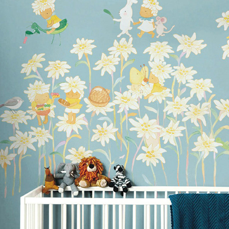 Childrens Art Baby Mural with Fairy Garden Pattern Soft Color Wall Decor for Nursery