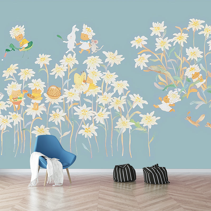 Peinture murale artistique pour bébé, motif de jardin féerique, décoration murale de couleur douce pour chambre d'enfant