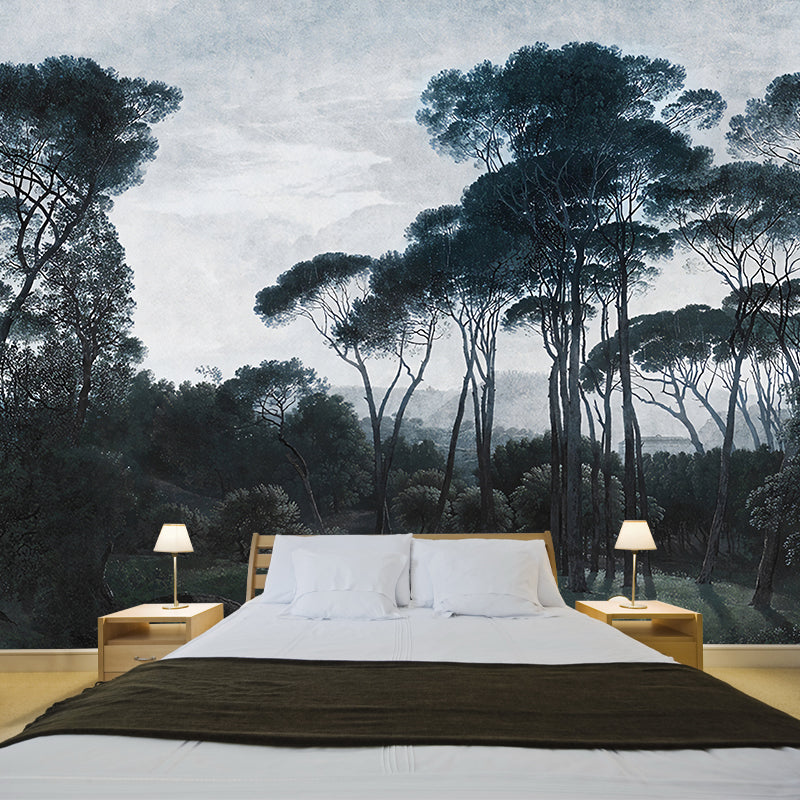 Full Size Trees Wall Covering Mural Modern Environmental Forest Wall Decor in Turquoise