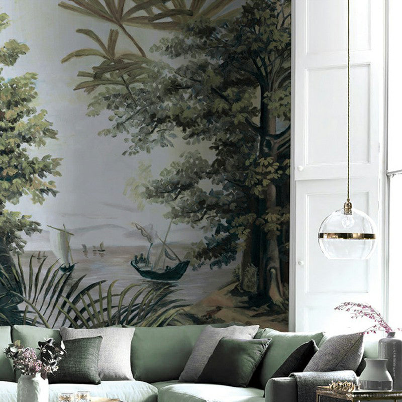 Plants Mural Wallpaper Pastel Color Tropix Wall Art for Living Room Decoration, Large