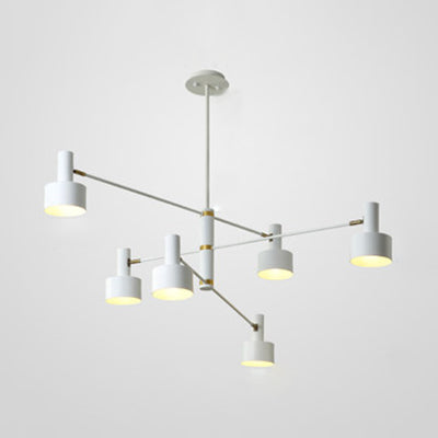 Araña de brazo largo nórdico negro/negro con sombra de tambor de metal iluminación colgante para sala de estar hote