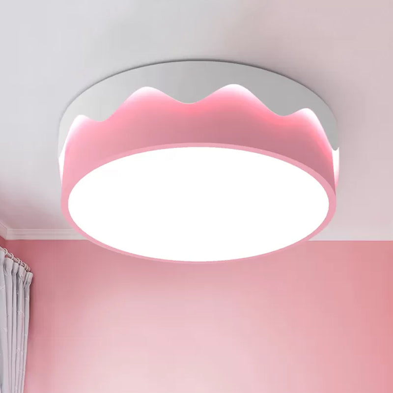 Lampada da soffitto a tamburo rosa per bambini, illuminazione da incasso a LED in acrilico con montaggio a incasso in luce calda/bianca