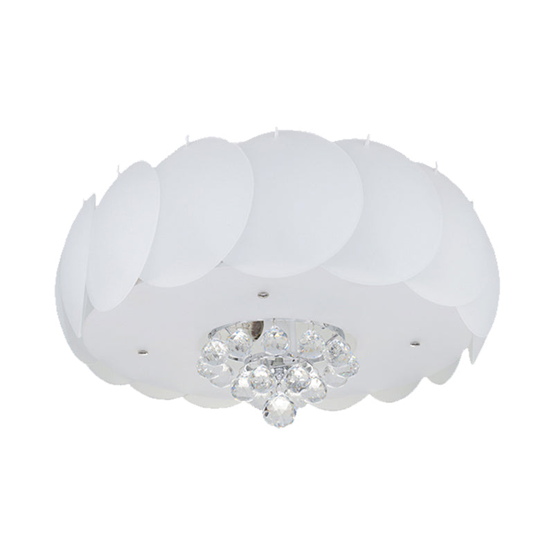 Drum Frosted White Glass Flushmount Modern 4/5 Bulbs Camera Soffitto Lampada con Crystal Ball, 19,5 "/23.5" Larghezza