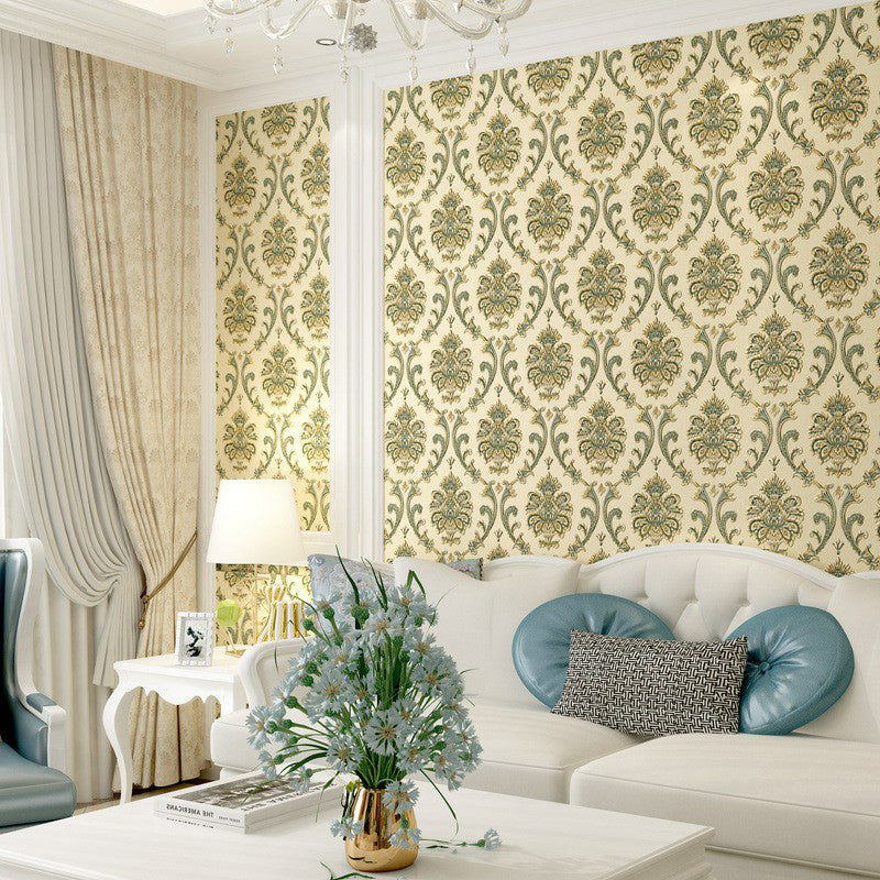 Nostalgic Flower Medallion Wallpaper Light-Color 3D Embossed Wall Art for Bedroom