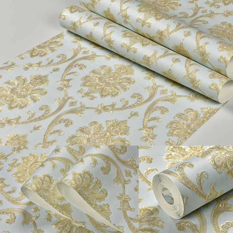 Nostalgic Flower Medallion Wallpaper Light-Color 3D Embossed Wall Art for Bedroom
